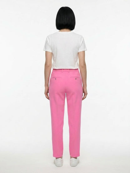 Casual Pants by Dolce & Gabbana for women in stretch polyester & viscose pink features an sartorial and long with a cut for a sartorial finish.