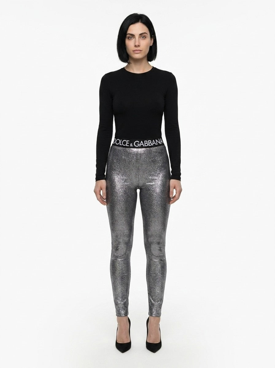 Activewear Leggings by Dolce & Gabbana for women in stretch polyamide polyester gray features an ergonomic leggings with , highlighting a ergonomic and long for a premium, high-performance look.