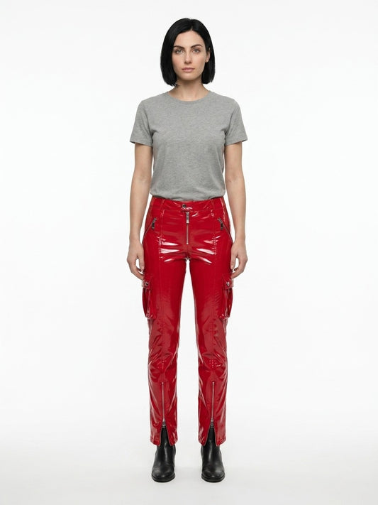 Dolce & Gabbana Red Elastane Casual Pants