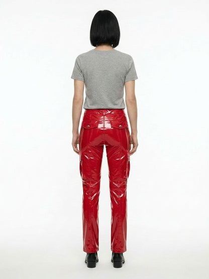 Casual Pants by Dolce & Gabbana for women in polyester polyurethane & elastane red features an refined tailoring silhouette, showcasing a premium with a and long cut for a refined tailoring look.