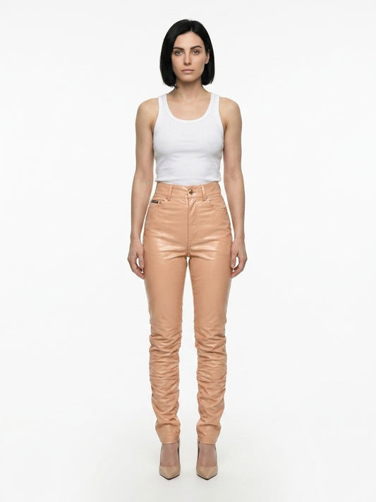Dolce & Gabbana Pink Leather Pants