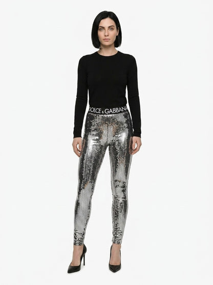 Dolce & Gabbana Silver Cotton Leggings