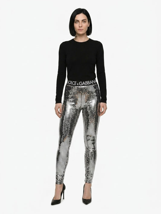 Dolce & Gabbana Silver Cotton Leggings