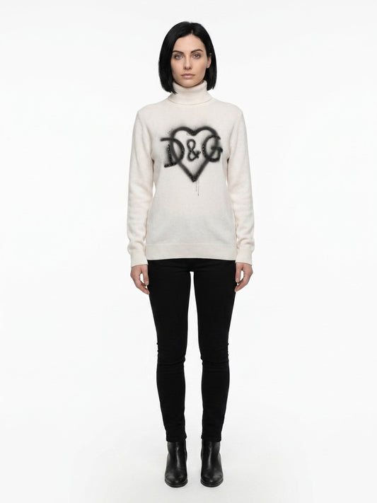 Dolce & Gabbana White Cashmere Turtleneck