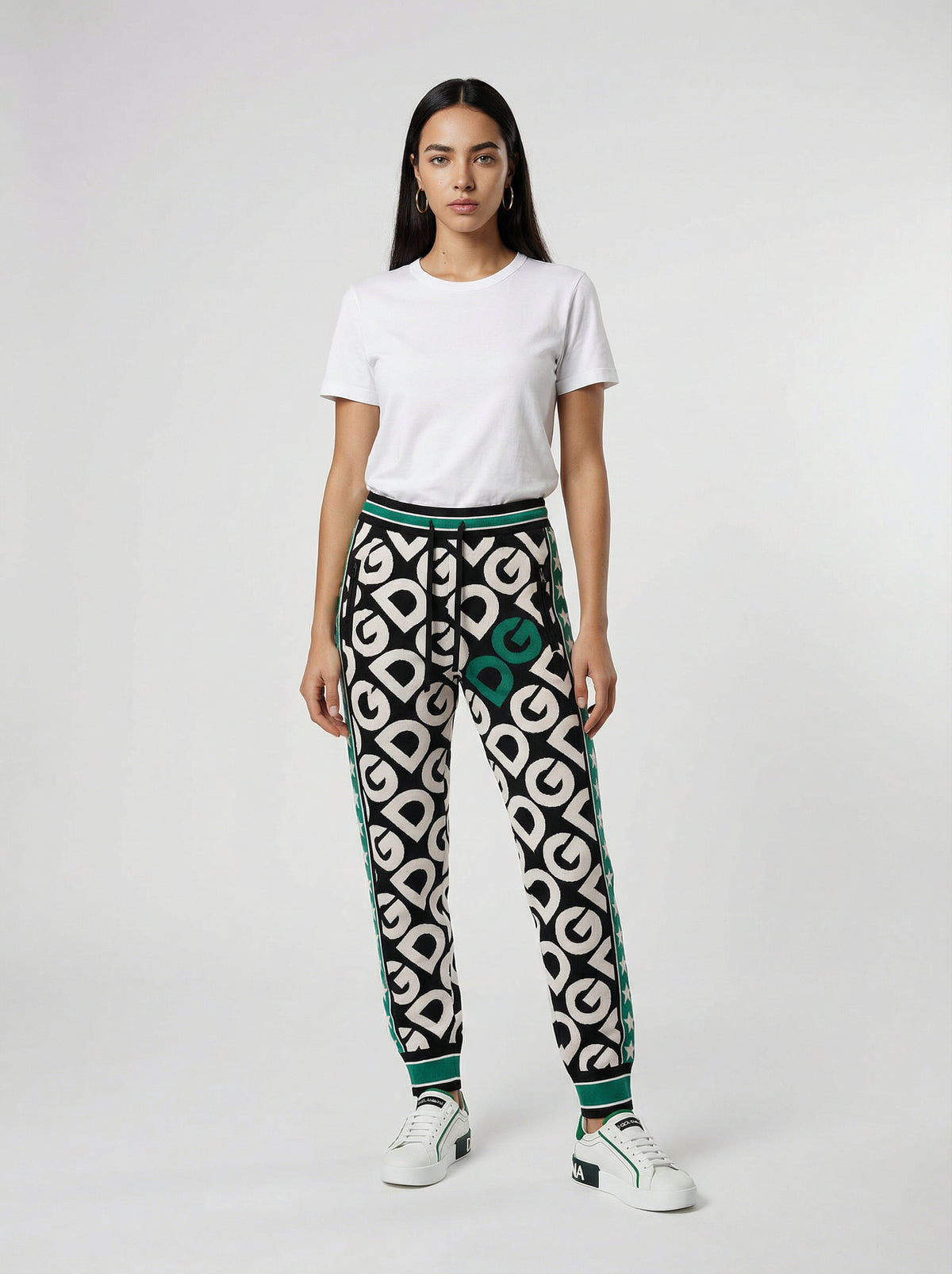 Joggers by Dolce & Gabbana for women in polyamide & virgin wool multicolor features an refined tailoring silhouette, showcasing a premium with a and long cut for a refined tailoring look.