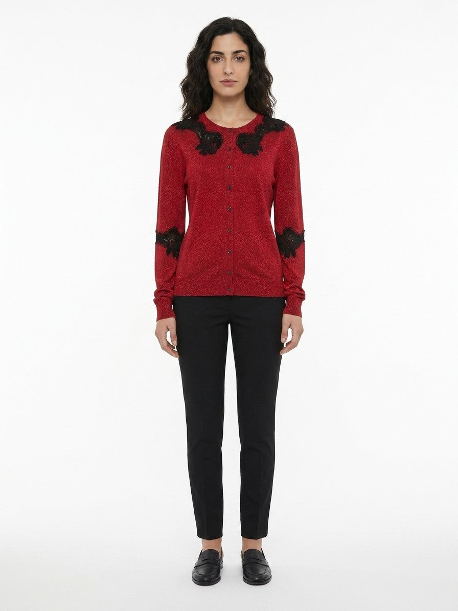 Cardigan by Dolce & Gabbana for women in cotton canvas polyester & viscose red features an crisp silhouette, showcasing a sophisticated and detail for a truly crisp finish.