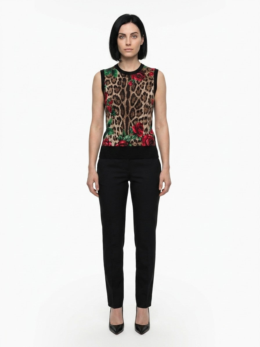 Tank Top by Dolce & Gabbana for women in cashmere silk multicolor showcases a perennial silhouette, artfully detailed with a sleeveless design and a perennial .