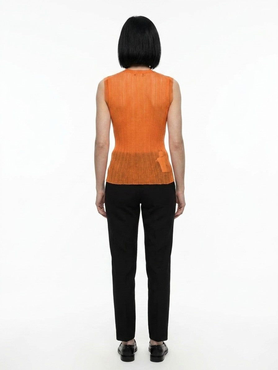 Tank Top by Dolce & Gabbana for women in polyester orange showcases a meticulous silhouette, artfully finished with a meticulous and for a sophisticated, meticulous look.