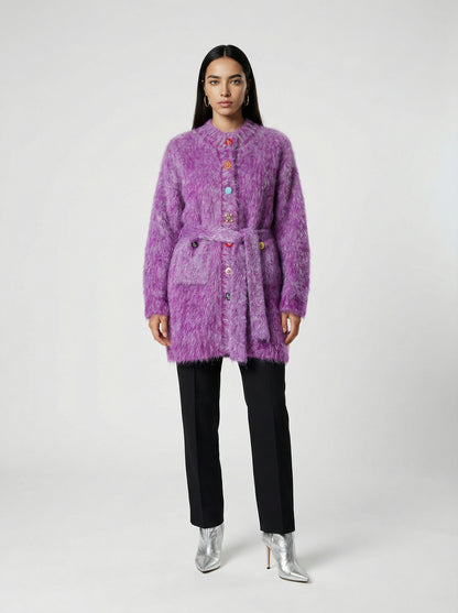 Cardigan by Dolce & Gabbana for women in virgin wool mohair polyamide & polyester multicolor showcases a luxurious silhouette, meticulously detailed with a sophisticated and for a refined finish.