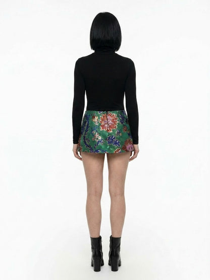 Skirt by Dolce & Gabbana for women in cotton silk polyester & elastane multicolor showcases a dramatic silhouette, artfully capturing the essence of the Women's Cotton Silk Polyester & Elastane Mini Skirt in a dramatic mini cut for a refined look.