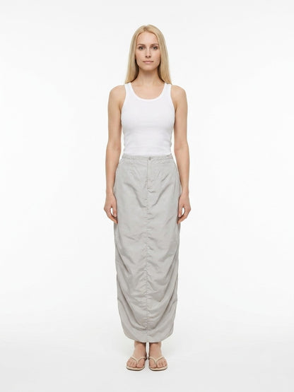 Skirt by Dolce & Gabbana for women in polyamide & silk gray features a sublime silhouette, showcasing the sublime design of the Women's Polyamide & Silk Long Skirt in a sophisticated long.