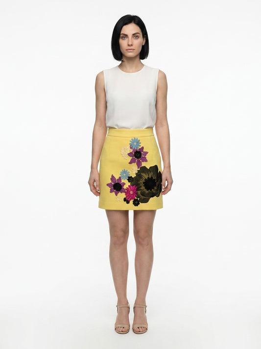 Dolce & Gabbana Yellow Wool Mini Skirt