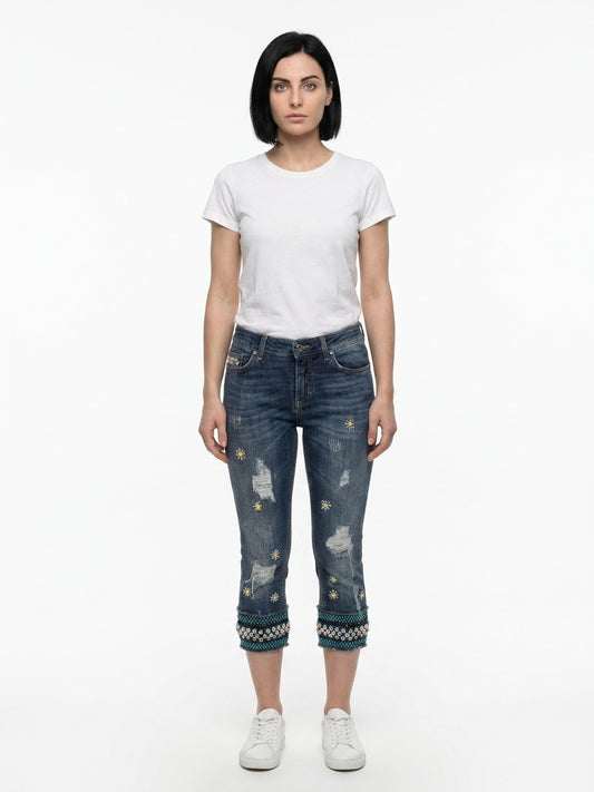 Dolce & Gabbana Blue Cotton Cropped Jeans