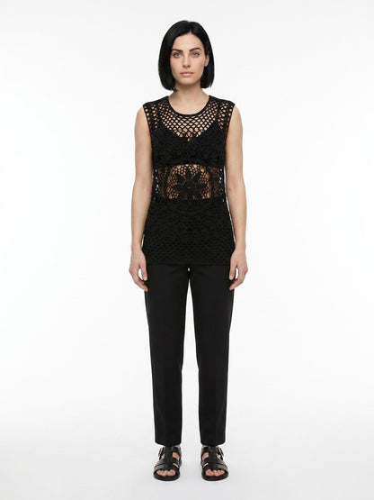 Dolce & Gabbana Black Cotton Sleeveles T-Shirt