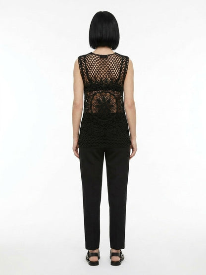 Dolce & Gabbana Black Cotton Sleeveles T-Shirt
