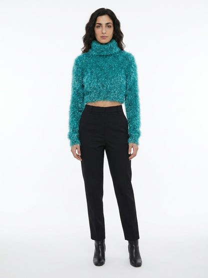 Sweater by Dolce & Gabbana for women in polyamide polyester & virgin wool blue showcases a discreet silhouette, finished with a discreet turtle neckline and for a discreet look.