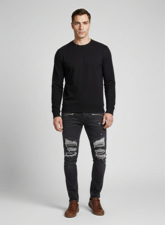 Balmain Black Cotton Slim Fit Jeans
