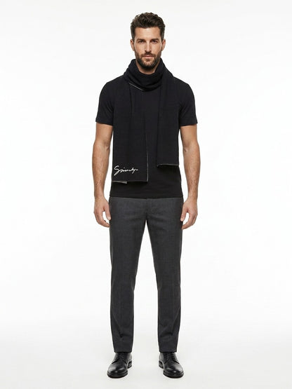 Scarf by Givenchy for men in silk wool & viscose bicolour showcases a warm silhouette from the Silk Wool & Viscose Wrap Scarf collection, offering a warm drape that exudes sophisticated luxury.