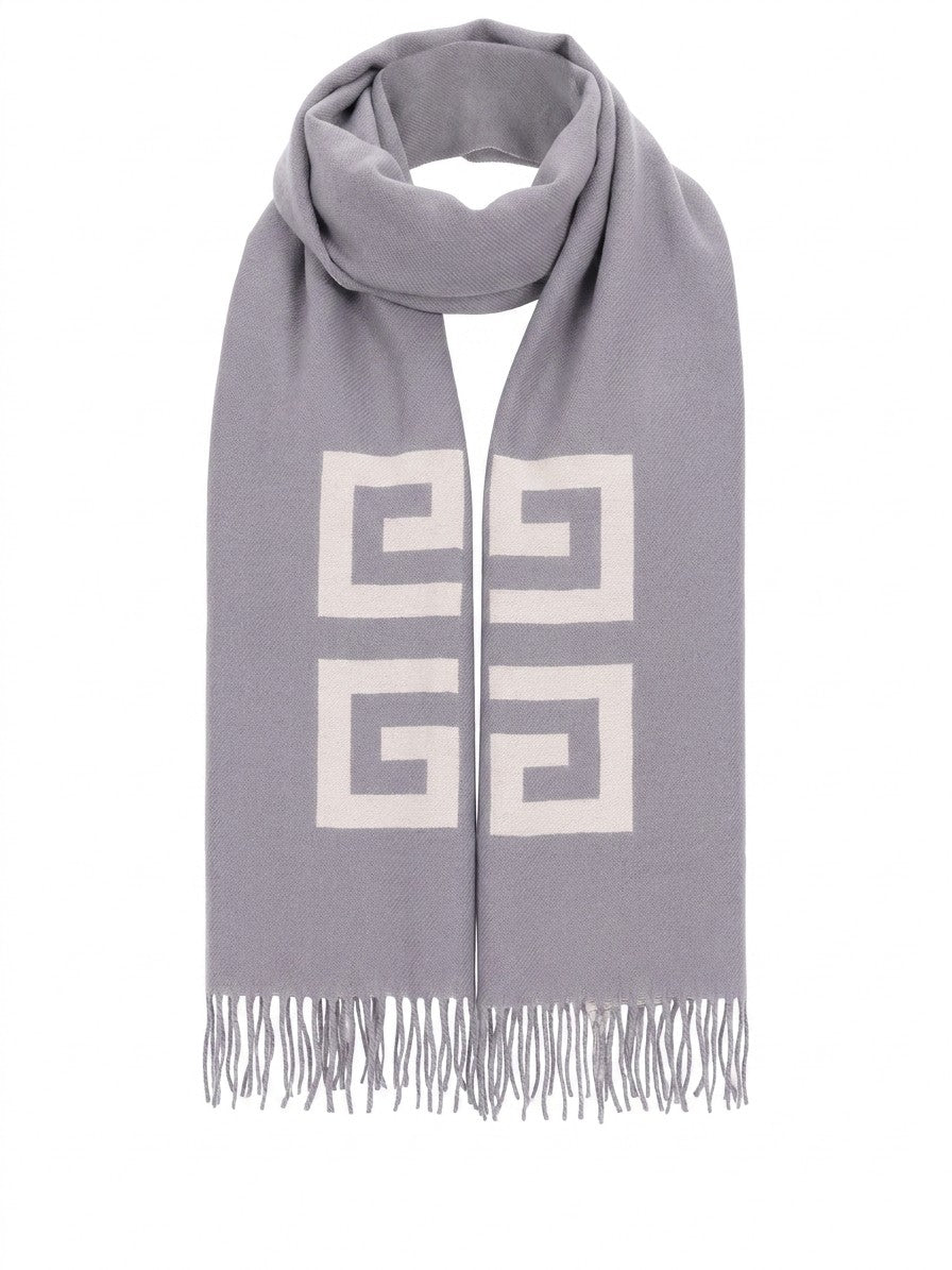 Scarf by Givenchy for men in virgin wool bicolour showcases a on trend silhouette, artfully capturing the on trend essence of the Virgin Wool Wrap Scarf design with a sophisticated finish.
