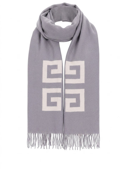 Scarf by Givenchy for men in virgin wool bicolour showcases a on trend silhouette, artfully capturing the on trend essence of the Virgin Wool Wrap Scarf design with a sophisticated finish.