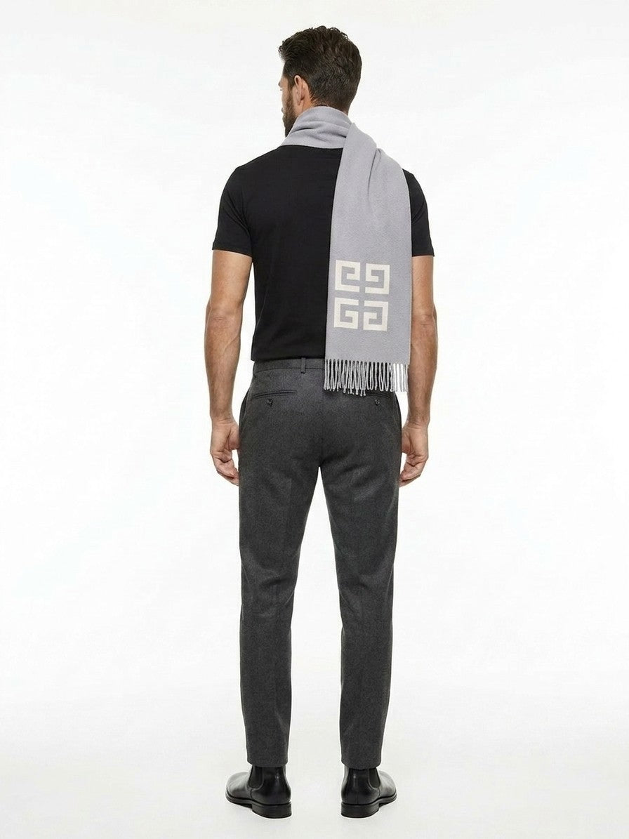 Scarf by Givenchy for men in virgin wool bicolour features a snug silhouette, perfectly showcasing the elegant drape and premium finish of the Virgin Wool Wrap Scarf.