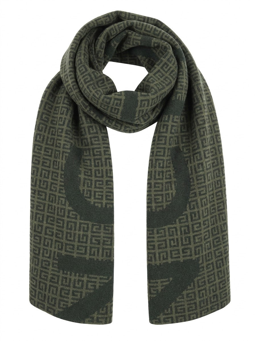Scarf by Givenchy for men in virgin wool & silk green presents a effortlessly chic silhouette, artfully capturing the essence of the effortlessly chic Virgin Wool & Silk Scarf design for a sophisticated look.