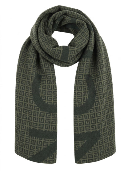 Scarf by Givenchy for men in virgin wool & silk green presents a effortlessly chic silhouette, artfully capturing the essence of the effortlessly chic Virgin Wool & Silk Scarf design for a sophisticated look.