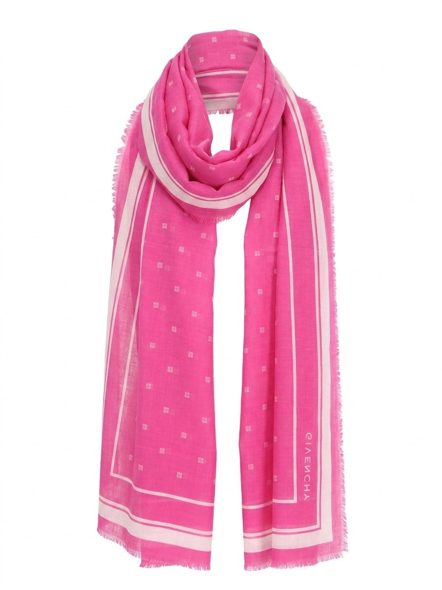 Scarf by Givenchy for women in cashmere silk bicolour showcases a eye catching silhouette, artfully capturing the essence of the eye catching Cashmere Silk Square Scarf design for a sophisticated look.