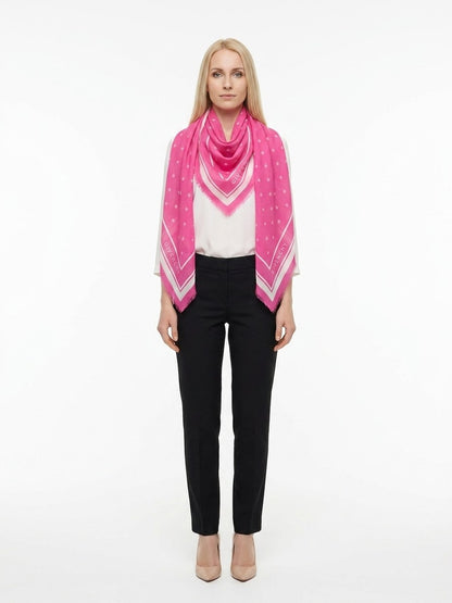 Scarf by Givenchy for women in cashmere silk bicolour presents a effortlessly chic silhouette, artfully capturing the essence of the effortlessly chic Cashmere Silk Square Scarf design for a sophisticated look.