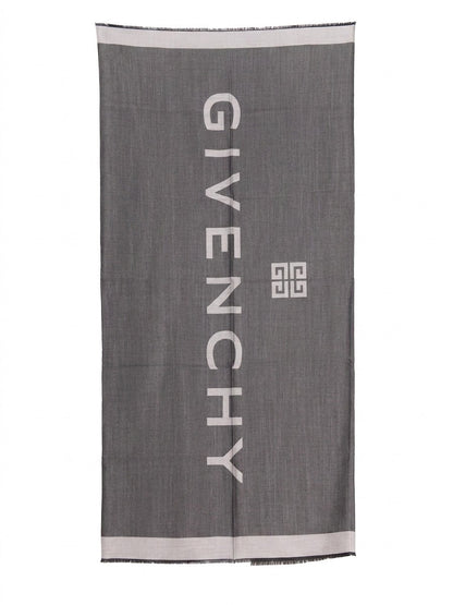 Scarf by Givenchy for women in wool & silk gray showcases a eye catching silhouette, artfully capturing the essence of the eye catching Wool & Silk Foulard Square Scarf design for a sophisticated look.