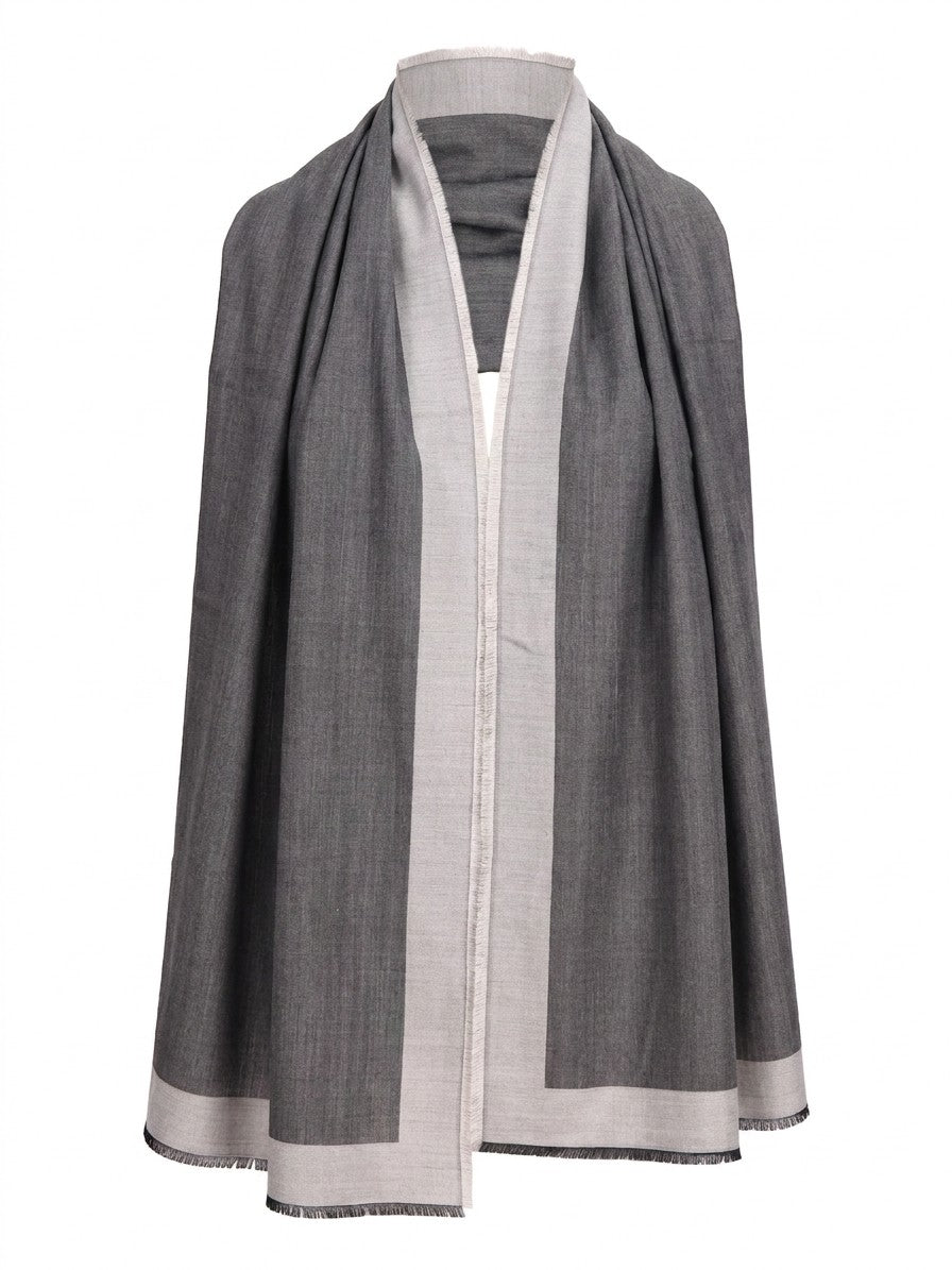 Scarf by Givenchy for women in wool & silk gray features a timeless silhouette, artfully capturing the essence of the timeless Wool & Silk Foulard Square Scarf design for a sophisticated look.