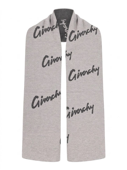 Scarf by Givenchy for women in wool & silk bicolour presents a cosy silhouette, artfully capturing the sophisticated design and premium aesthetic of the Wool & Silk Wrap Scarf.