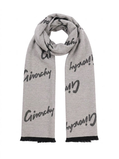 Scarf by Givenchy for women in wool & silk bicolour features a timeless silhouette, artfully capturing the essence of the timeless Wool & Silk Wrap Scarf design for a sophisticated look.