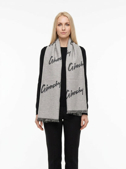 Scarf by Givenchy for women in wool & silk bicolour showcases a eye catching silhouette, artfully capturing the essence of the eye catching Wool & Silk Wrap Scarf design for a sophisticated look.