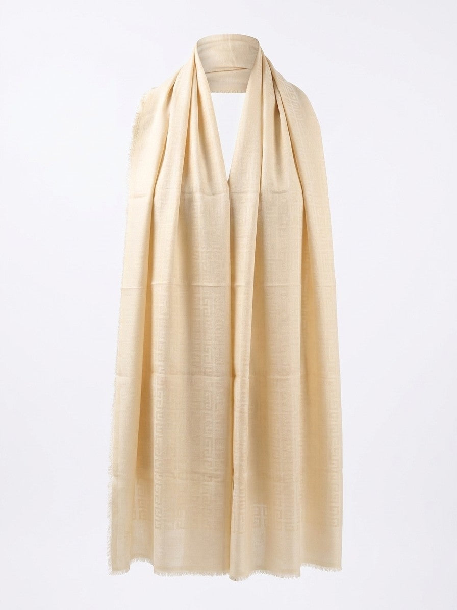 Scarf by Givenchy for women in wool & silk beige showcases a on trend silhouette, artfully capturing the on trend essence of the The Blend Wool & Silk Square Scarf design with a sophisticated finish.