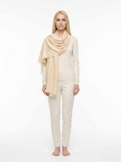 Scarf by Givenchy for women in wool & silk beige features a snug silhouette, perfectly showcasing the elegant drape and premium finish of the The Blend Wool & Silk Square Scarf.