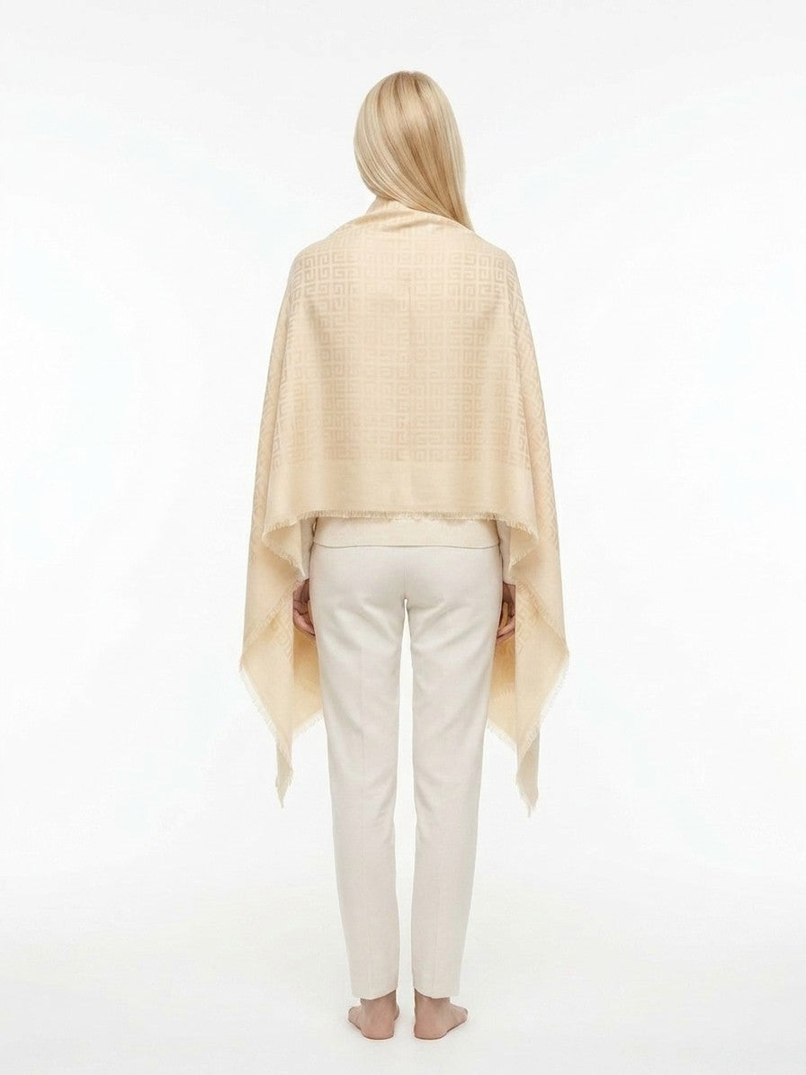 Scarf by Givenchy for women in wool & silk beige showcases a eye catching silhouette, artfully capturing the essence of the eye catching The Blend Wool & Silk Square Scarf design for a sophisticated look.