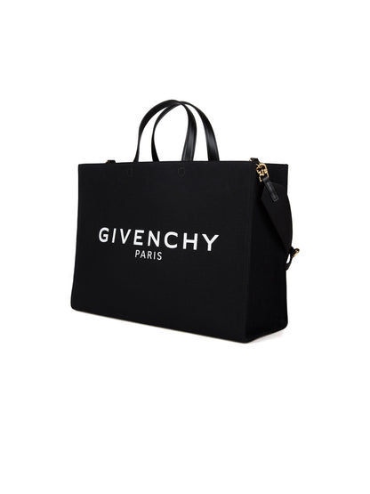 Medium Tote Bag by Givenchy for women in polyurethane cotton canvas & linen black features an utilitarian-chic silhouette, showcasing the Polyurethane Cotton Canvas & Linen Medium Tote Bag design with a secure , ample , and versatile .