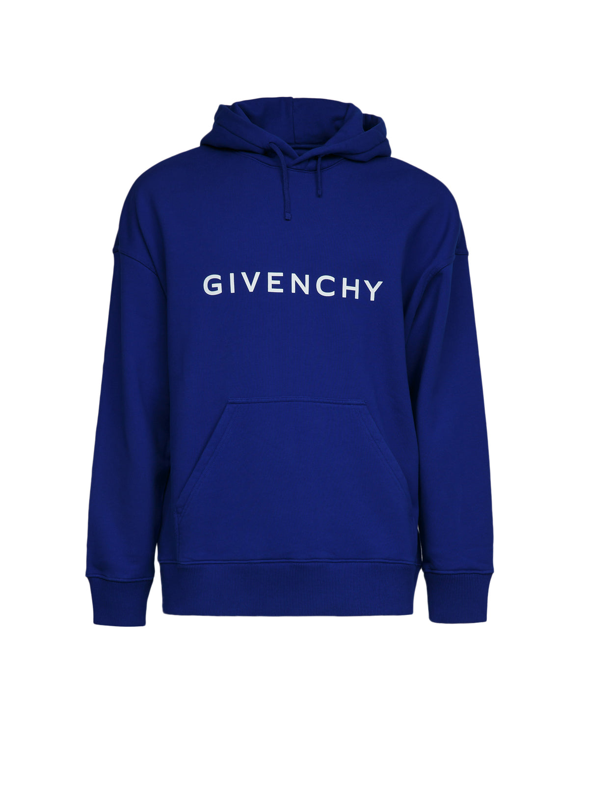 Sweatshirt Hoodie by Givenchy for men in cotton blue features an dramatic silhouette, showcasing a sophisticated hooded neckline and dramatic for a refined, modern aesthetic.