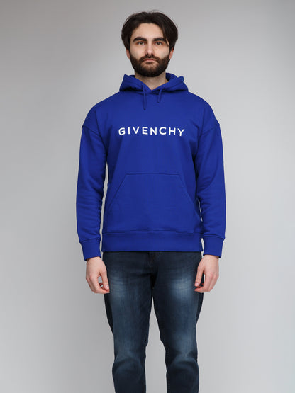 Sweatshirt Hoodie by Givenchy for men in cotton blue features an luminous silhouette, showcasing a sophisticated hooded neckline and for a truly luminous look.