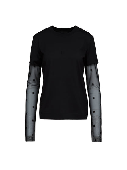 T-Shirt by Givenchy for women in cotton black showcases a dramatic silhouette, elegantly detailed with a dramatic and long-sleeve for a truly dramatic finish.