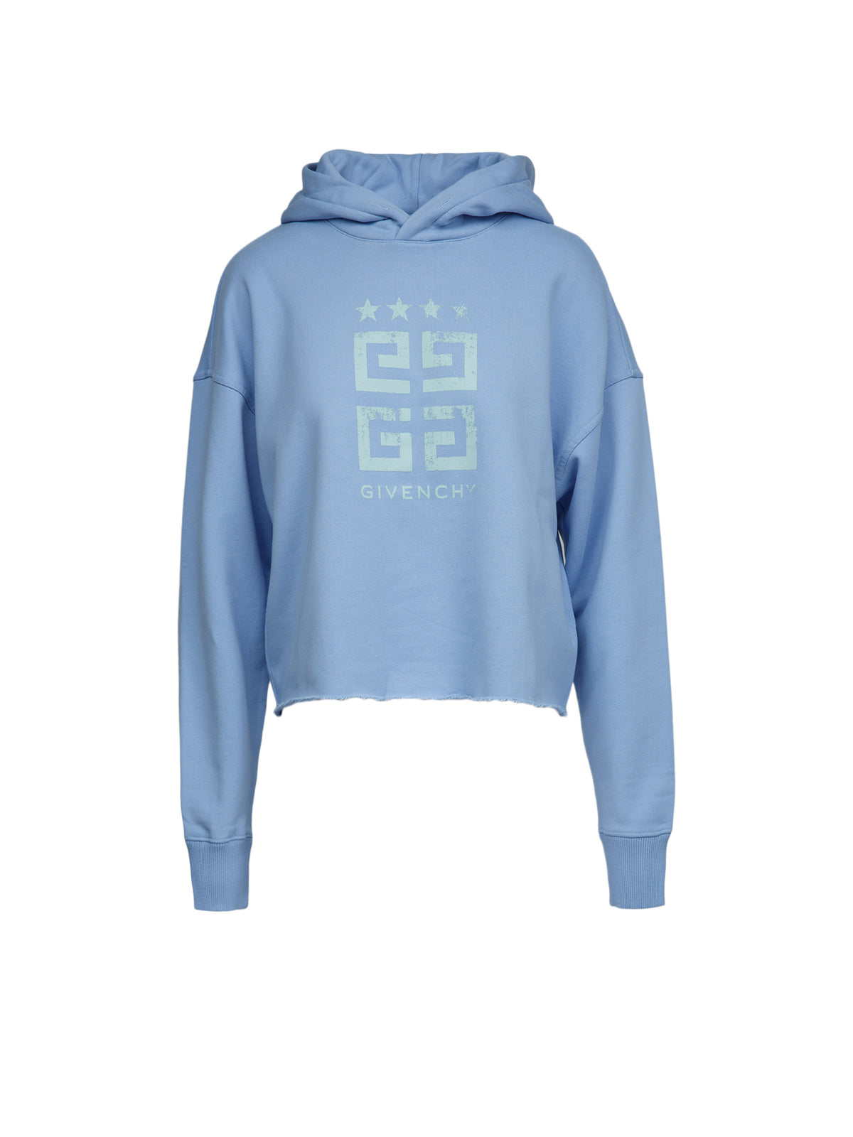 Sweatshirt Hoodie by Givenchy for women in cotton blue features a slouchy chic silhouette, detailed with a slouchy chic and a signature hooded neckline for an elevated aesthetic.