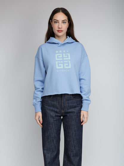 Sweatshirt Hoodie by Givenchy for women in cotton blue features a authentic silhouette, showcasing a sophisticated hooded neckline and authentic detail for a refined finish.