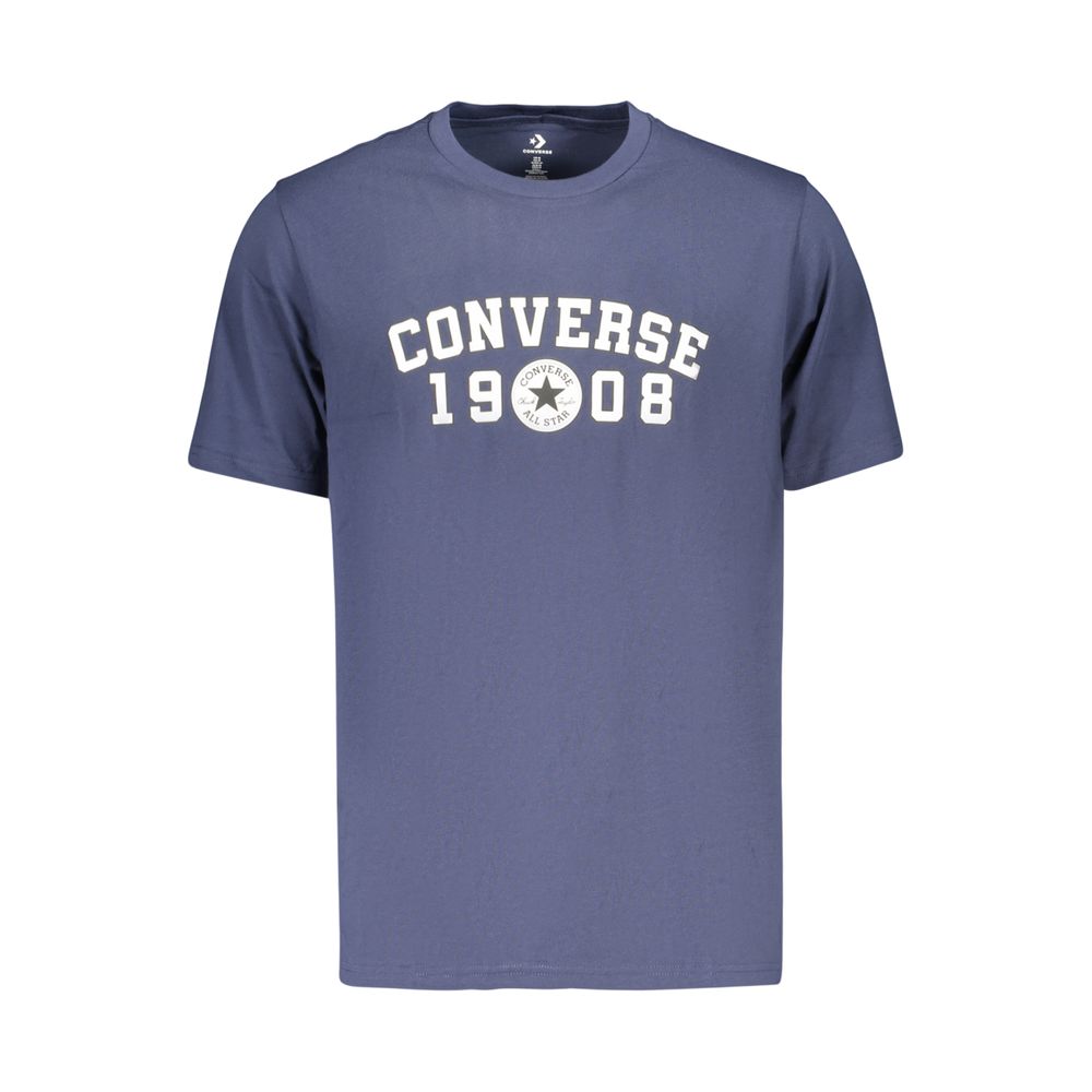 T-Shirt by Converse for men in cotton blue & print showcases a fashionable silhouette, elegantly detailed with a fashionable and crew neckline for a sophisticated, high-fashion look.