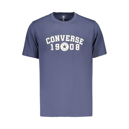 T-Shirt by Converse for men in cotton blue & print showcases a fashionable silhouette, elegantly detailed with a fashionable and crew neckline for a sophisticated, high-fashion look.