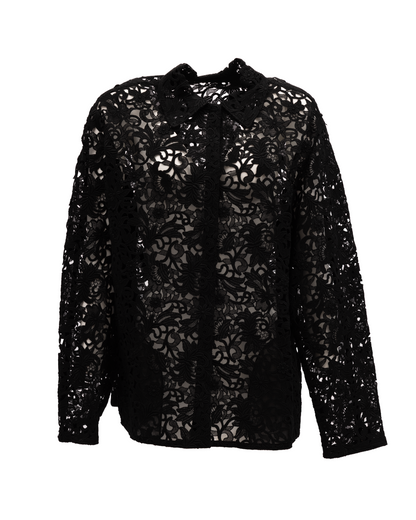 Valentino Garavani Black Floral Lace Shirt