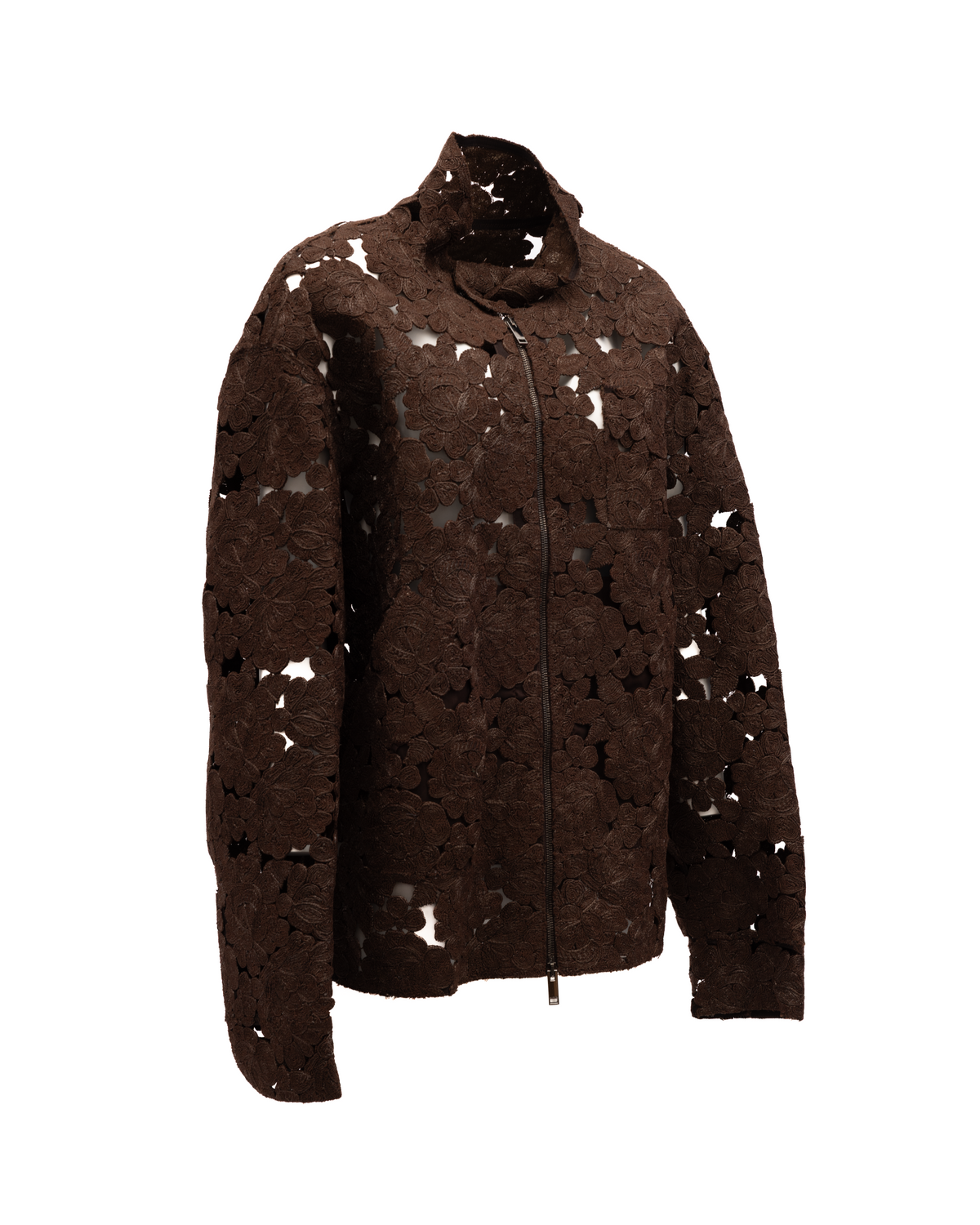 Jacket by Valentino Garavani for women in lace brown & floral presents a impeccable silhouette, showcasing distinct and a impeccable for a sophisticated finish.