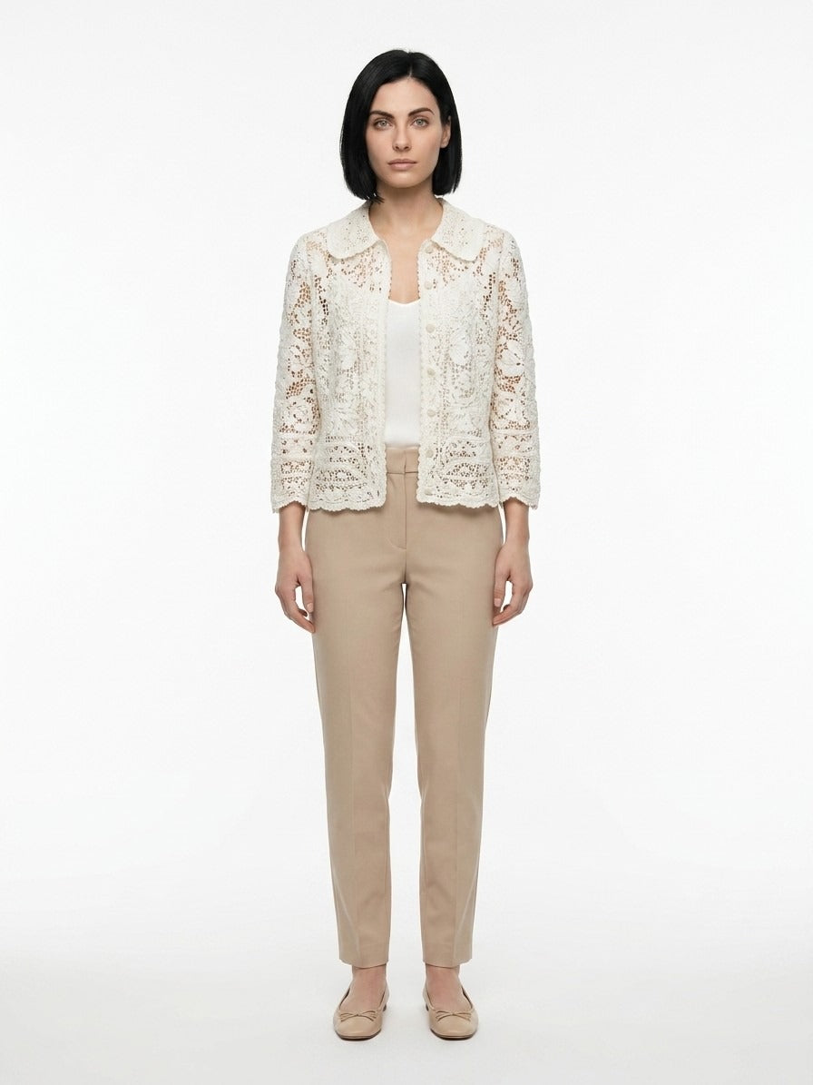 Cardigan by Dolce & Gabbana for women in cotton white showcases a captivating silhouette, artfully detailed with a captivating and for a truly sophisticated captivating look.