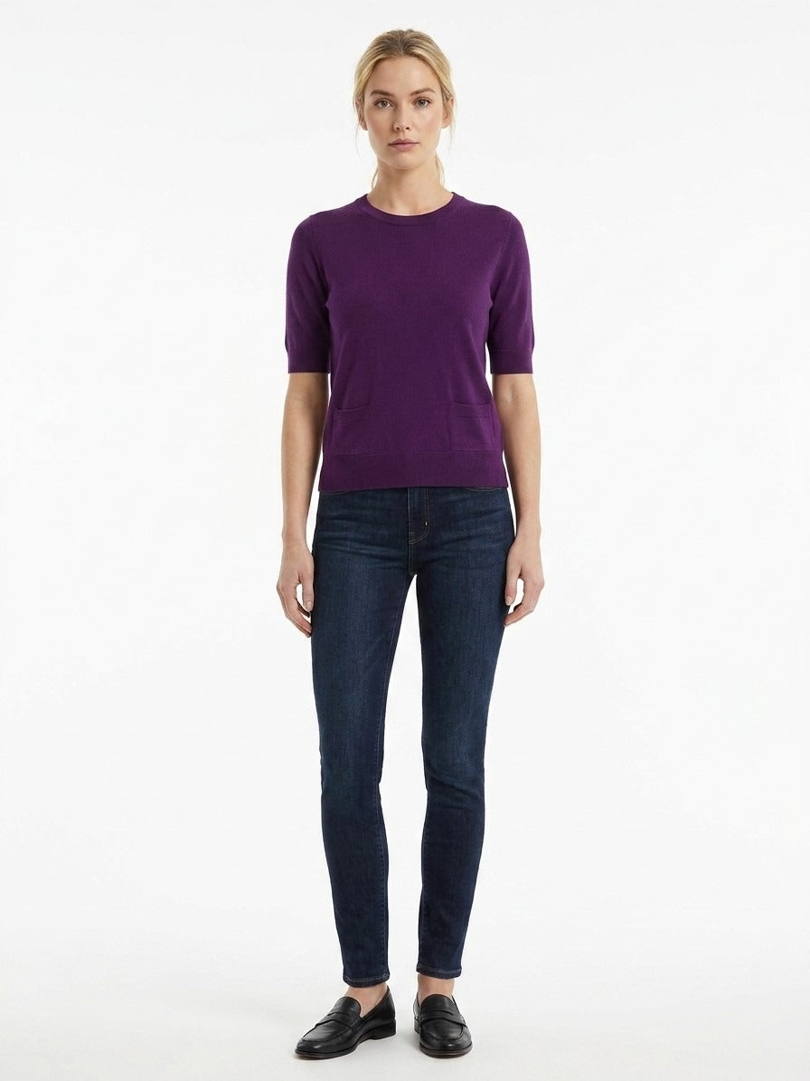Sweater by Dolce & Gabbana for women in cashmere purple showcases a sumptuous silhouette, artfully finished with a sumptuous and for a sophisticated, sumptuous look.