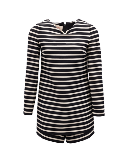 Valentino Garavani Black and White Striped Romper